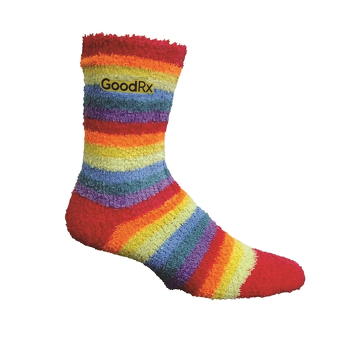 Main photo of Rainbow Fuzzy Crew Sock With Sub Stitch Applique