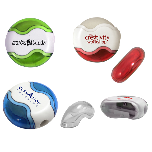 Translucent Blue color option for Round Pencil Sharpener Eraser Combo