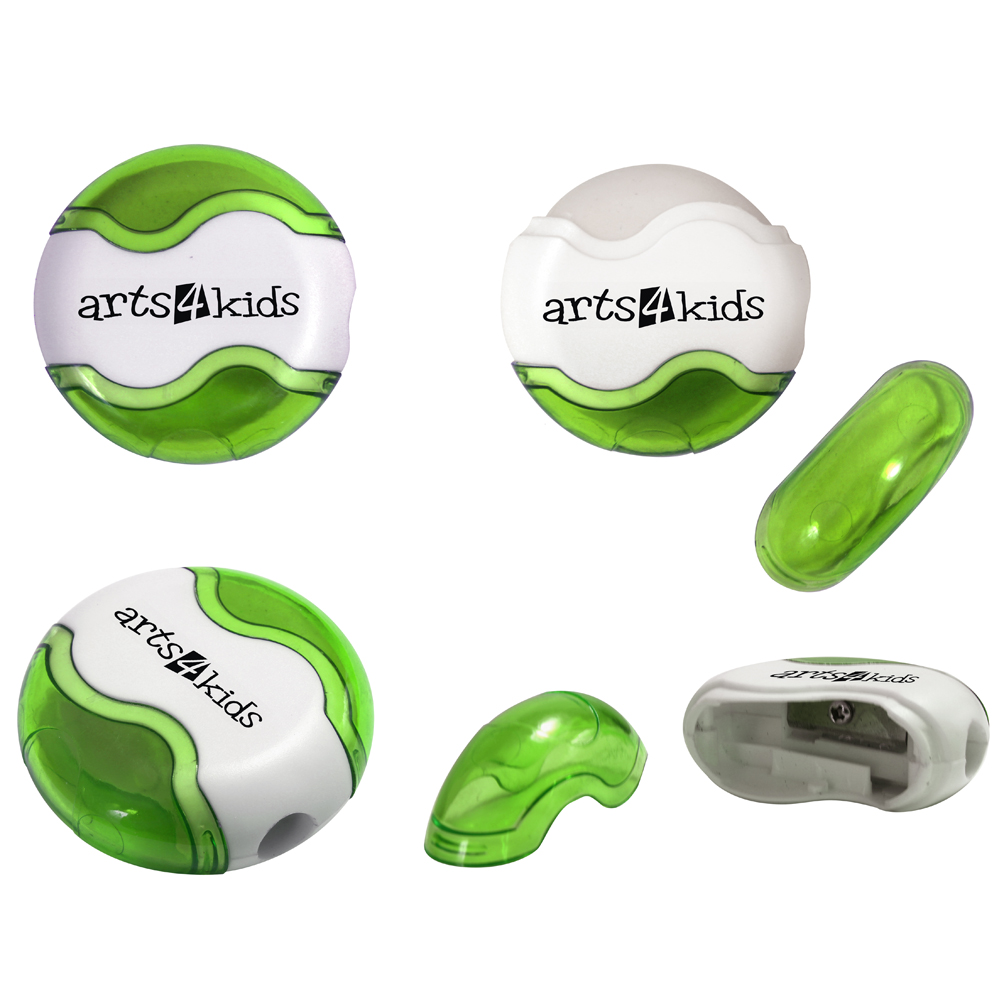 Translucent Green color option for Round Pencil Sharpener Eraser Combo