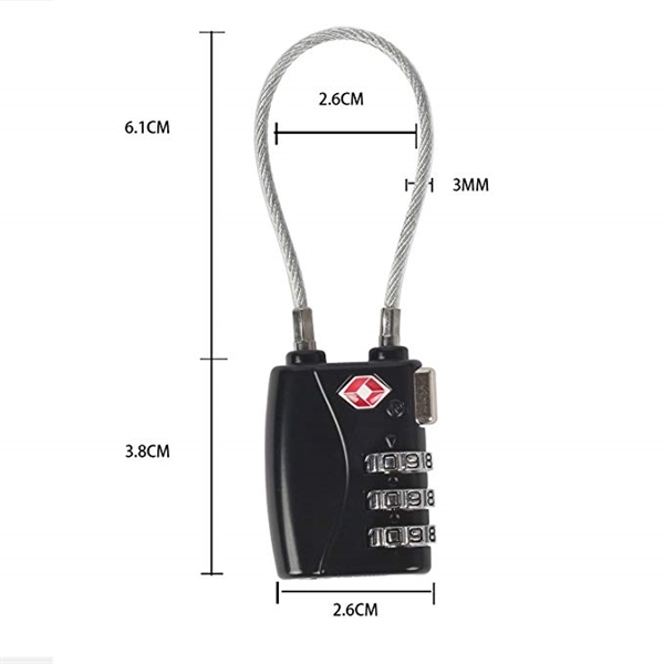 Black color option for Travel Cable Luggage Locks