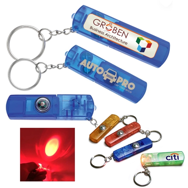 Red color option for Safety Whistle Key Light With Compass