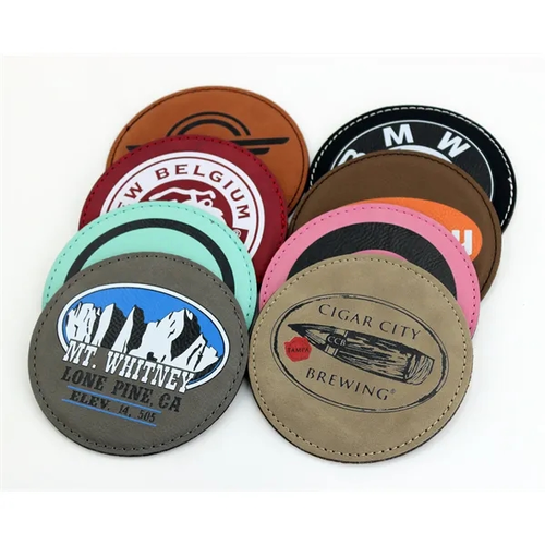 Main photo of Rawhide Circle Coasters (Faux Leather / Leatherette)