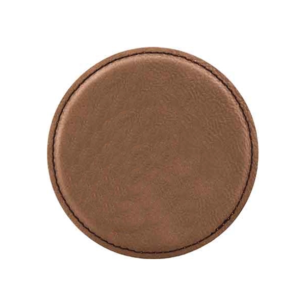 Dark Brown color option for 4" Round Laserable Leatherette Coaster Laser Engraved