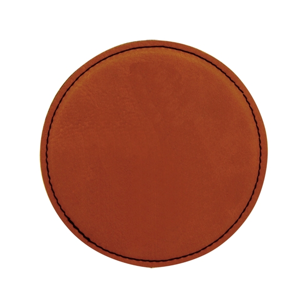 Rawhide color option for 4" Round Laserable Leatherette Coaster Laser Engraved