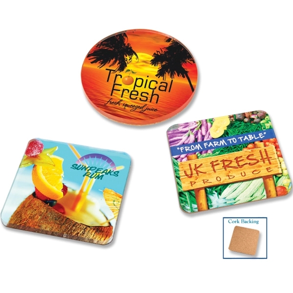 Multi Color color option for Custom Acrylic Drink Coasters  Cork Back