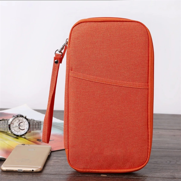 Orange color option for Rfid Multi Function Travel Passport Wallet Organizer Bag