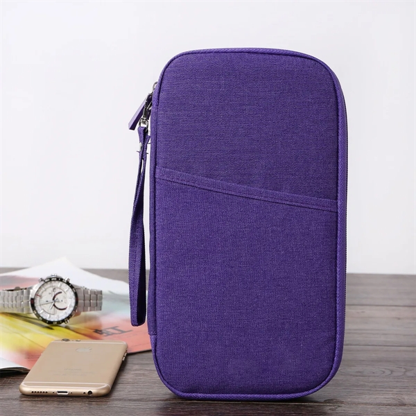 Purple color option for Rfid Multi Function Travel Passport Wallet Organizer Bag