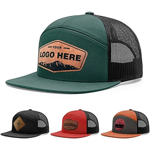 Main photo of Premium 7 Panel Mesh Back Cap Flat Bill Trucker Hat Snapback