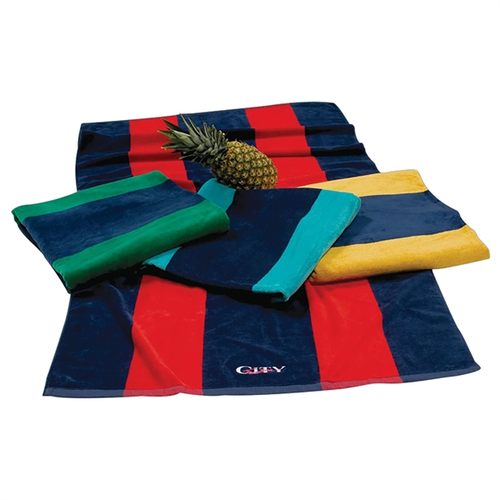 Main photo of Premium Velour, 34 X 64, Regal Stripe, Rugby Beach Towel