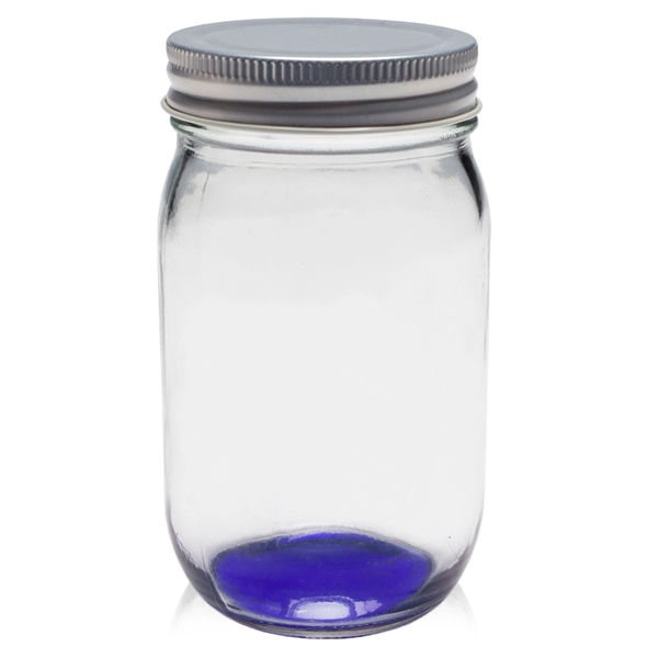 Blue color option for 16 Oz. Canning Mason Jars W/ Custom Logo