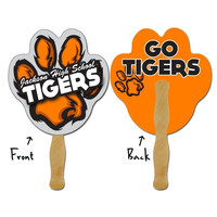 Hand Fan   7.5x7.375 Paw Print Shaped Laminated   14 Pt.