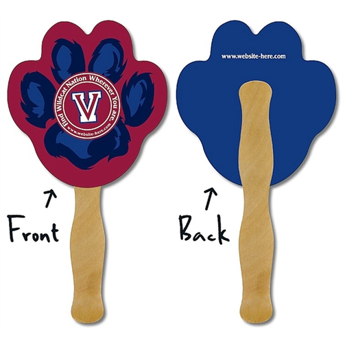 Main photo of Mini Hand Fan   5.25x5.5 Paw Print Shaped Laminated   14 Pt.