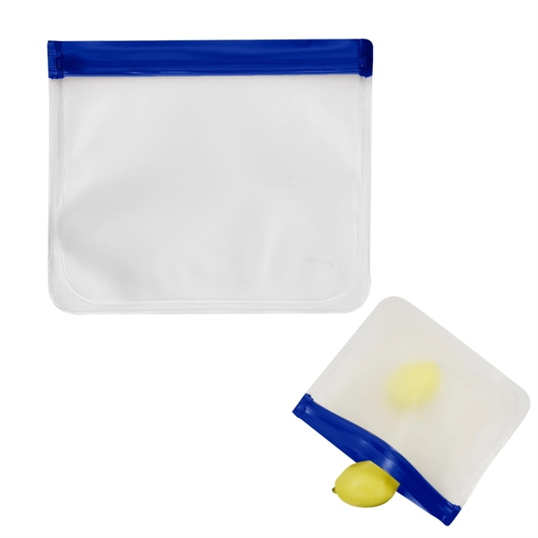 Clear With Blue color option for Reusable Zip Top Storage Bags