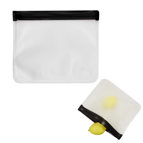 Clear With Charcoal color option for Reusable Zip Top Storage Bags