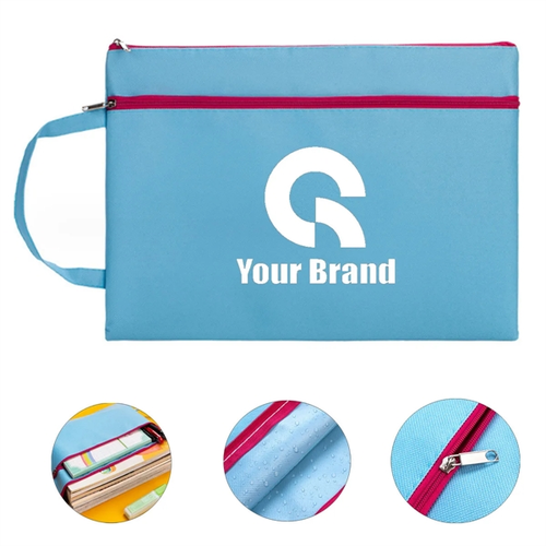 Main photo of Portable A4 Handle Zipper File Bags All Over Printing