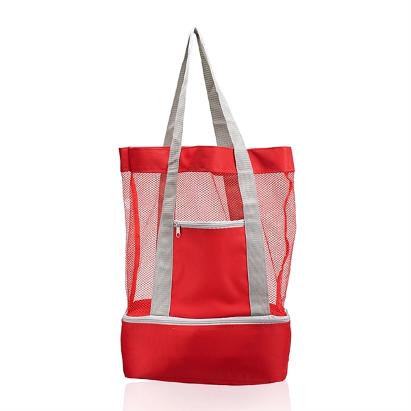 Red color option for Mesh Picnic Cooler Tote Bag