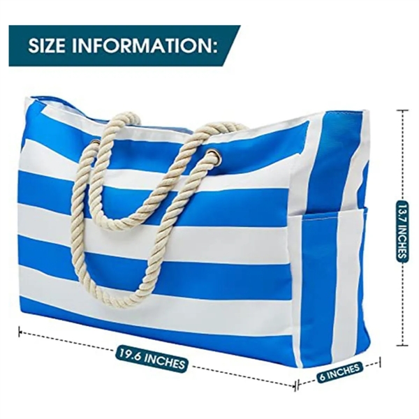 Blue color option for Waterproof Large Beach Tote Bag Summer Sand Proof Picnic