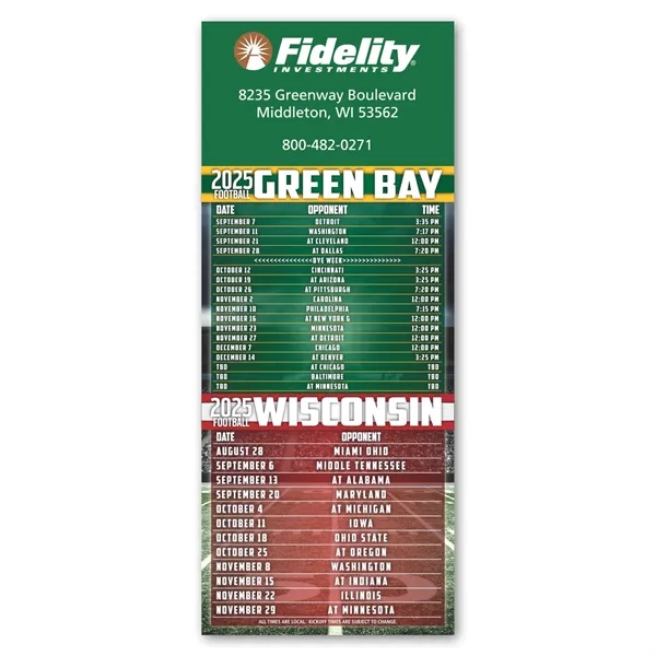 Pro /  College color option for Football Schedule Magnet
