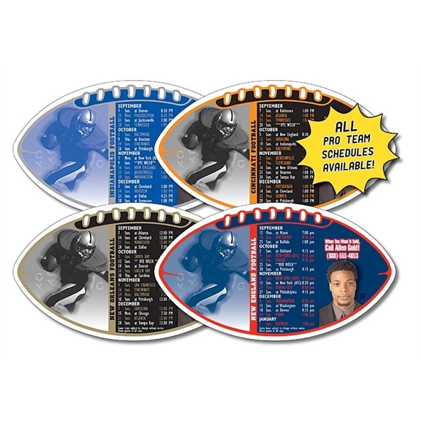 Multi Color color option for Magnet Sport Schedules   Football Shape (7x4)   20 Mil.