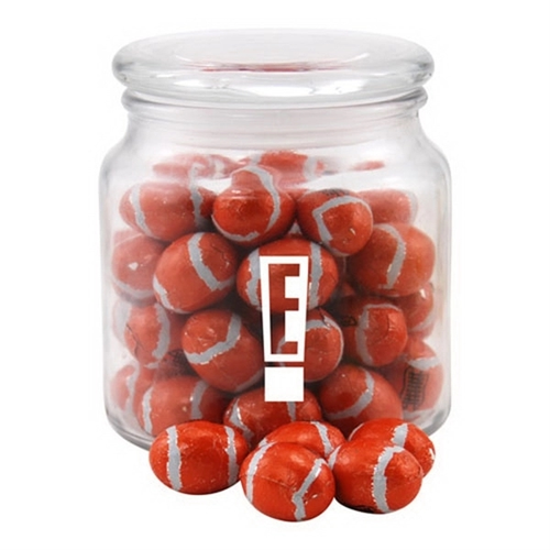 Main photo of Chocolate Footballs In A Glass Jar With Lid