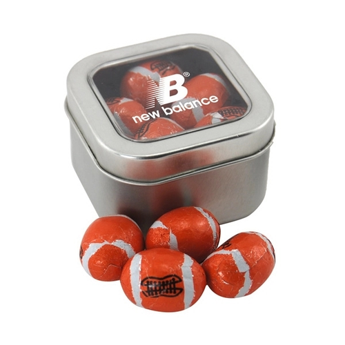 Main photo of Tin With Window Lid And Chocolate Footballs