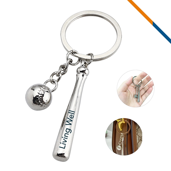 Silver color option for Baseball Set Keychain