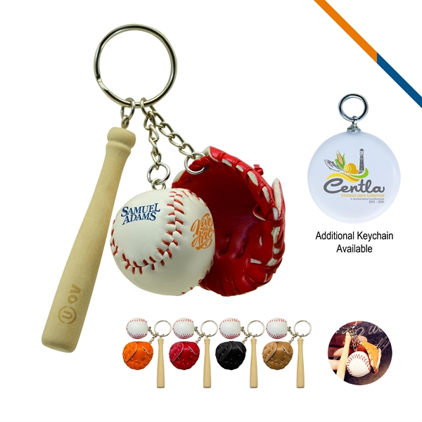Red color option for Baseball Glove Keychain