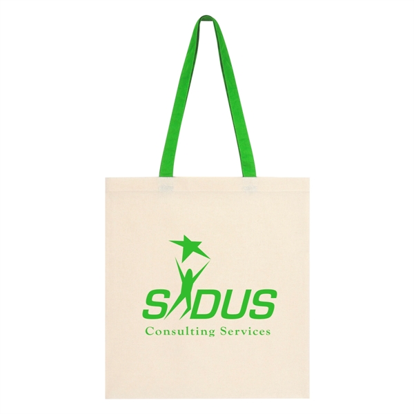 Natural With Green color option for Penny Wise Cotton Canvas Tote Bag