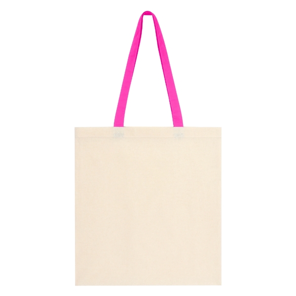 Natural With Pink color option for Penny Wise Cotton Canvas Tote Bag