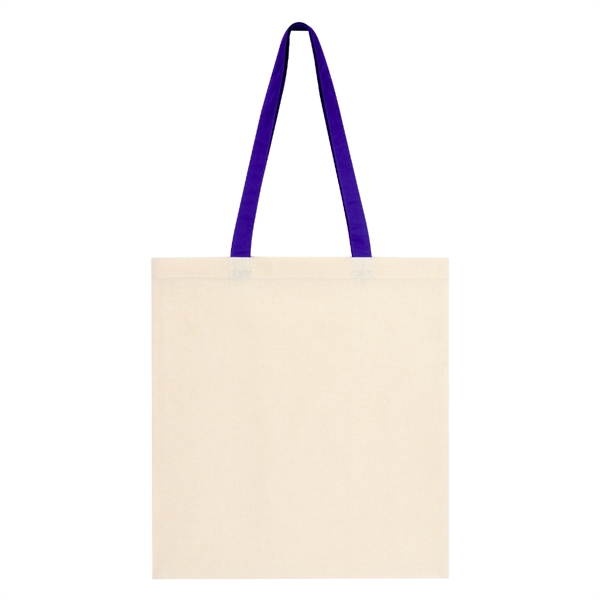 Natural With Purple color option for Penny Wise Cotton Canvas Tote Bag