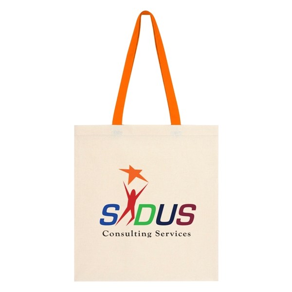 Natural/Orange color option for Penny Wise Cotton Canvas Tote Bag