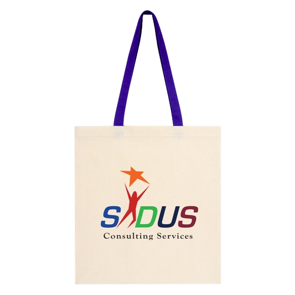 Natural/Purple color option for Penny Wise Cotton Canvas Tote Bag