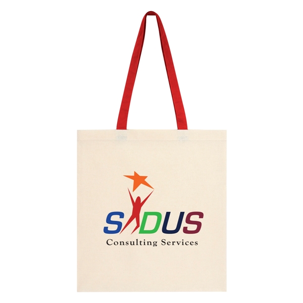 Natural/Red color option for Penny Wise Cotton Canvas Tote Bag