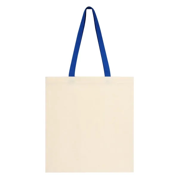 Natural/Royal Blue color option for Penny Wise Cotton Canvas Tote Bag