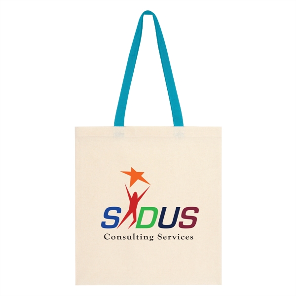 Natural/Teal color option for Penny Wise Cotton Canvas Tote Bag