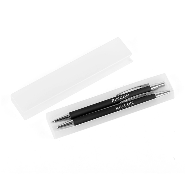 Black color option for Derby Soft Touch Metal Ballpoint & Mech. Pencil Gift Set