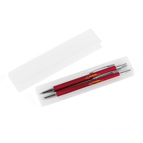 Red color option for Derby Soft Touch Metal Ballpoint & Mech. Pencil Gift Set