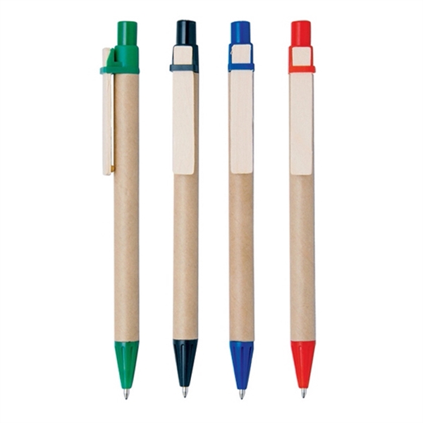 Green color option for Paper Ballpoint Pen With Wooden Clip