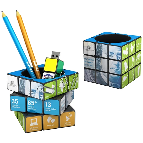 Custom color option for Rubik's® 9 Panel Pen Pot (Overseas Direct)