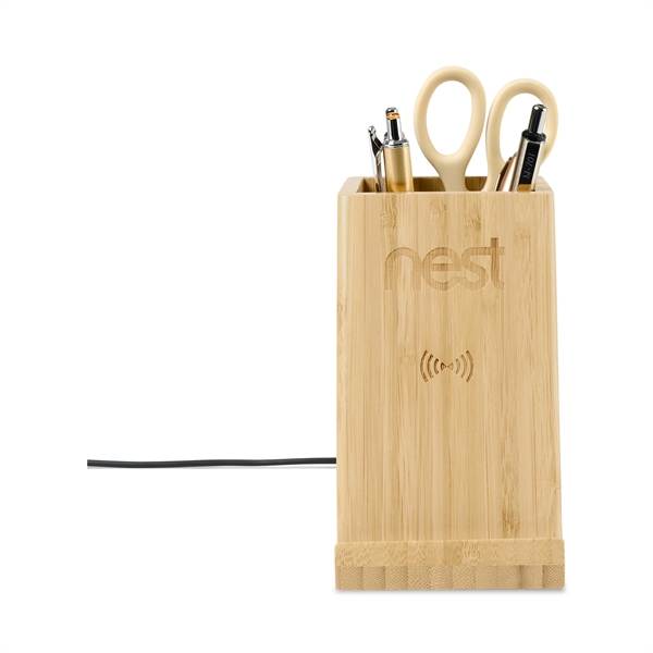 Bamboo color option for Auden Bamboo Wireless Charging Pencil Cup