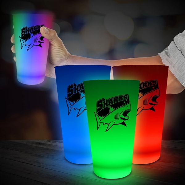 Multi Color color option for Led Glow Light Up Neon Look 16 Oz Pint Glass