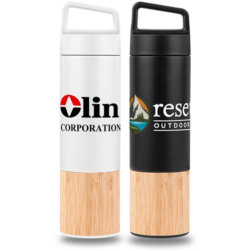 Main photo of 20oz. Bamboo Wrapped Insulated Water Bottle With Handle & Po