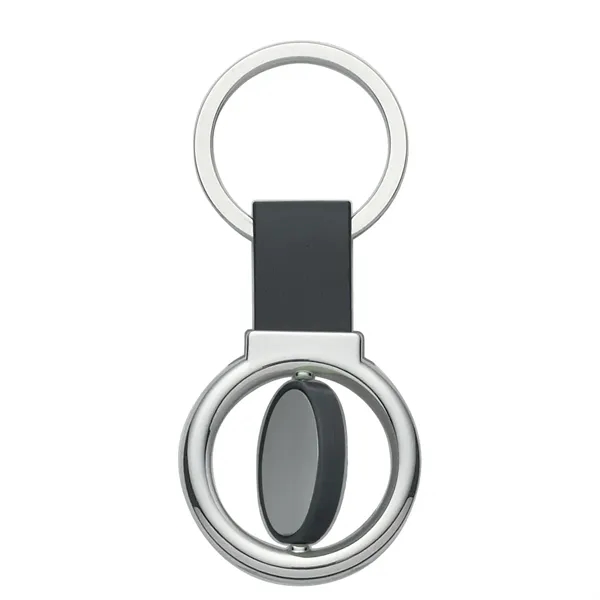 Silver/Black color option for Circular Metal Spinner Key Tag