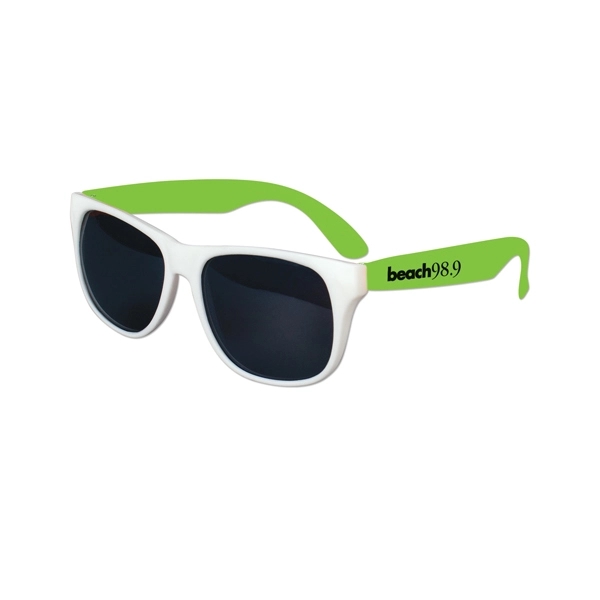 White-Neon Green color option for White Frame Classic Sunglasses