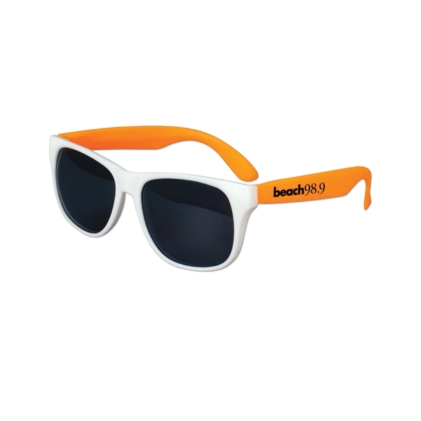 White-Neon Orange color option for White Frame Classic Sunglasses