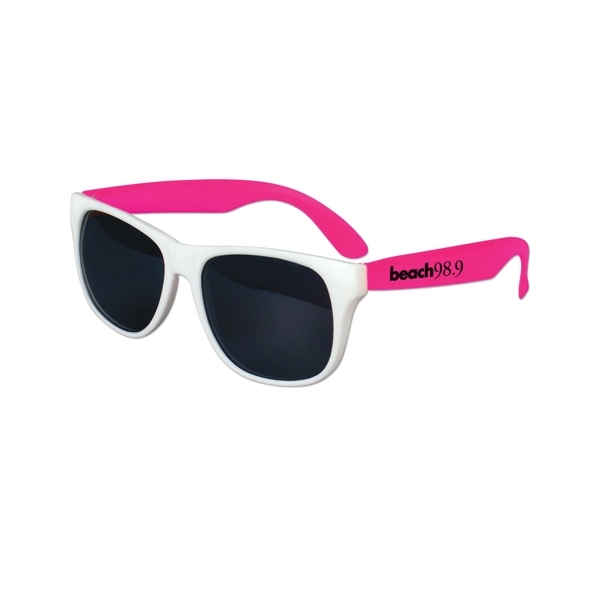 White-Neon Pink color option for White Frame Classic Sunglasses