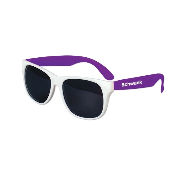 White-Purple color option for White Frame Classic Sunglasses
