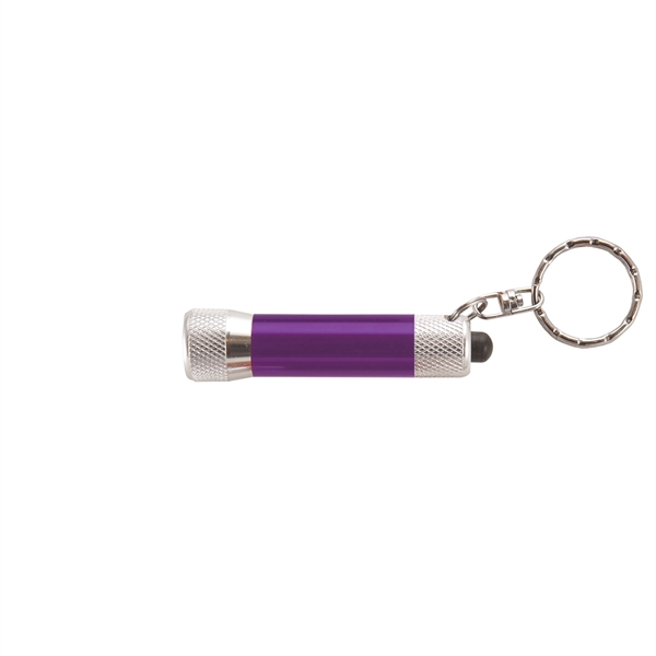 Purple Silver color option for Chroma   Laser Engraved Metal Led Flashlight With Keyring