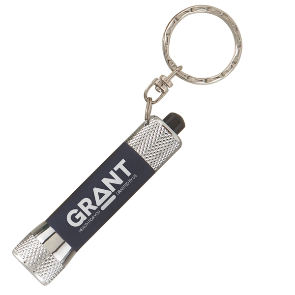 Blue Silver color option for Chroma Softy   Laser Engraved   Led Flashlight Keyring