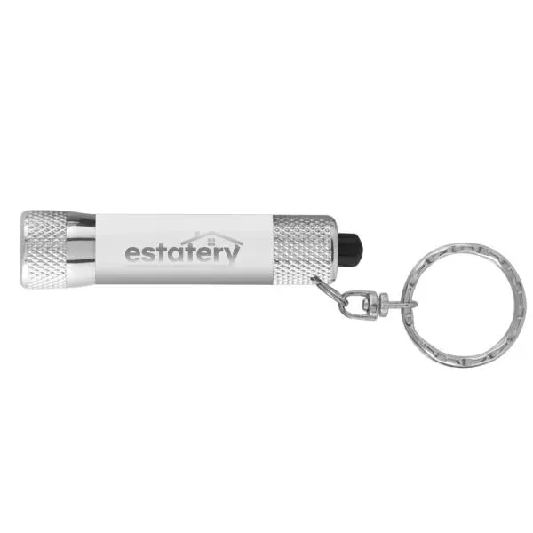 White Silver color option for Chroma Softy   Laser Engraved   Led Flashlight Keyring